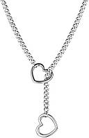 Жіноче намисто-ланцюжок з кільцем ущільнювач два серця Ланцюжок у стилі панк-рок сріблястий