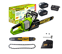 Акумуляторна ланцюгова пилка Procraft PCA40/2 (2 акб 20/8 та ЗП 20/2)