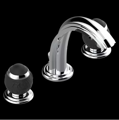 Розпродаж THG Змішувач для раковини на 3 отвори серія Lalique,Panthure black crystal, фото 1