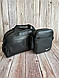 Шкіряний комплект спортивна сумка найк Nike + барсетка шкіряна чорна, фото 2