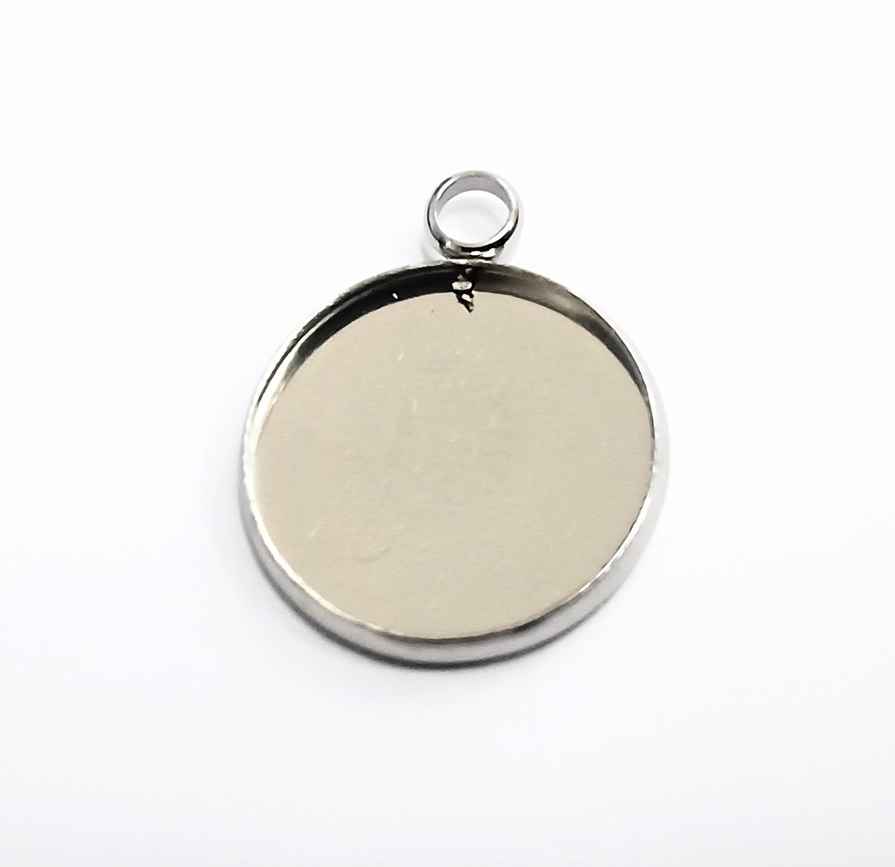 Підвіска Finding Кулон круглий під вставку 18мм нержавіюча сталь Сталистий 27мм x 22мм