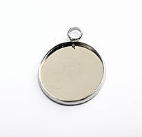 Підвіска Finding Кулон круглий під вставку 18мм нержавіюча сталь Сталистий 27мм x 22мм