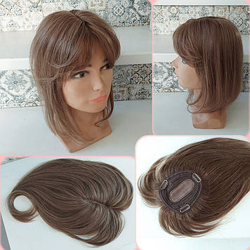 Накладка з натурального волосся з чубчиком на верхівку, моносистема KLEO-12"- 10