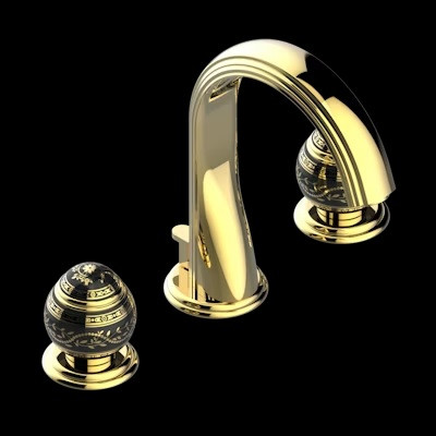 РОЗПРОДАЖ THG змішувач для раковини на 3 отвори; серія: Bernardaud,Marquise gold decor, фото 1