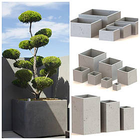 Вазон вуличний серія "Квадрат" для квітів та дерев, для вулиці, саду, дачі та тераси кашпо з бетону