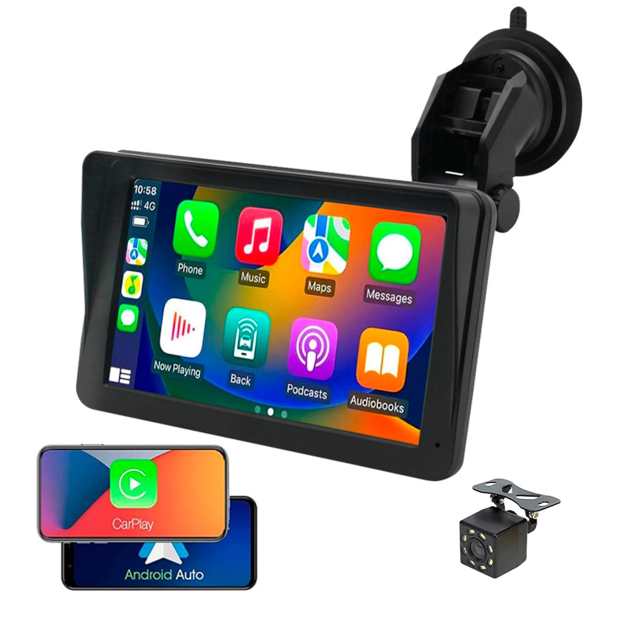 Монітор в авто Android Auto з камерою заднього огляду (Car Play, Android Auto, Mirror Link, два кріплення)