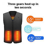 Термо жилет з підігрівом розмір XXL (жилетка від павербанку powerbank USB) безрукавка з електропідігрівом чорна, фото 7