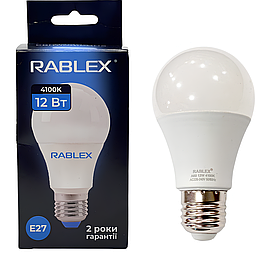 Світлодіодна LED лампочка RABLEX RB-505 нейтральне біле світло E27 / 12W 4100K