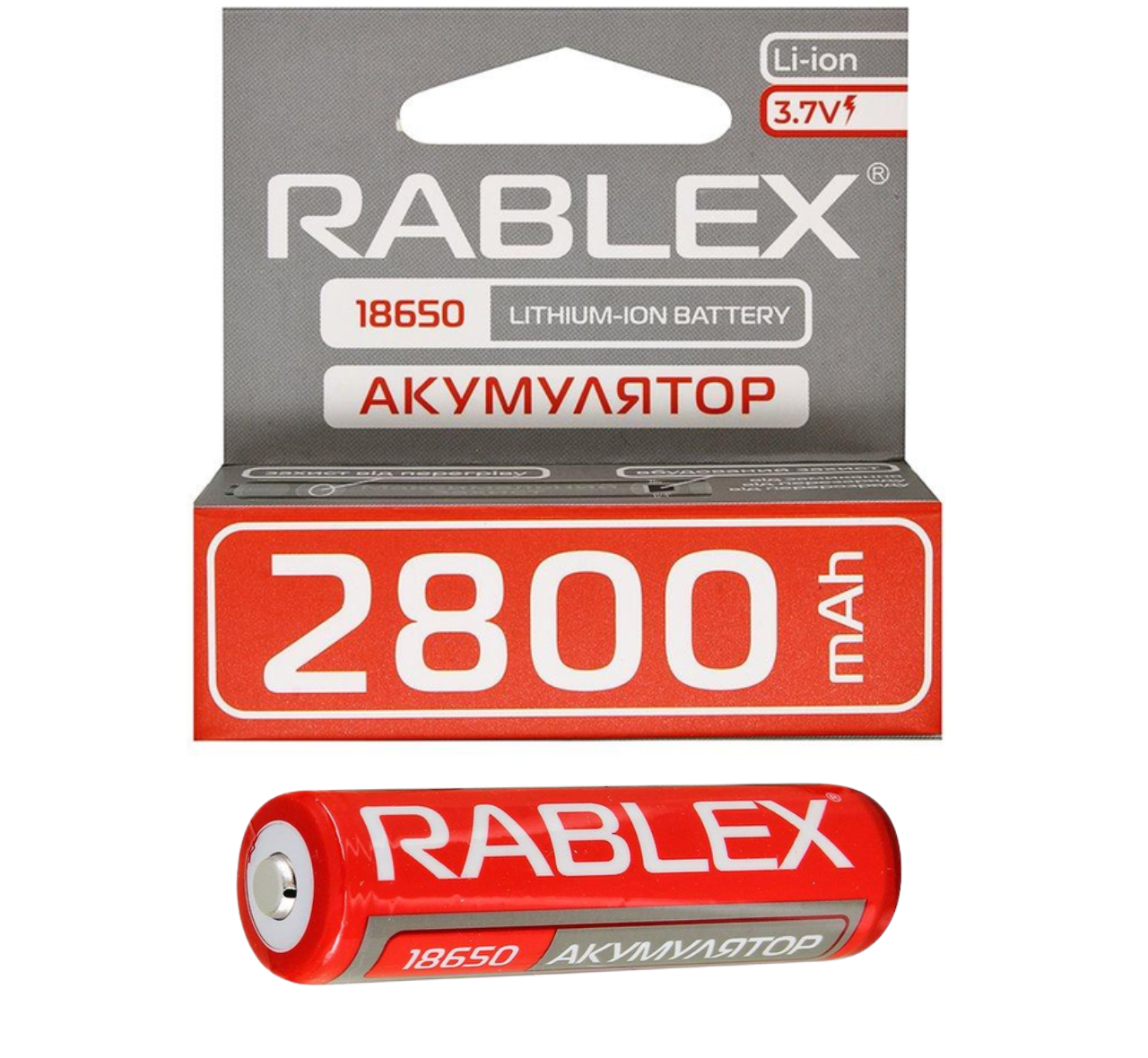 Акумулятор із захистом RABLEX 18650 Li-Ion 3.7 V 2800 mAh Red