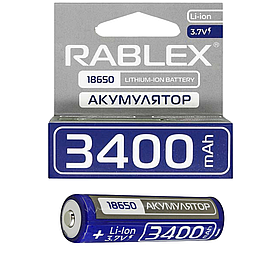 Акумулятор із захистом RABLEX 18650 Li-Ion 3.7 V 3400 mAh Blue