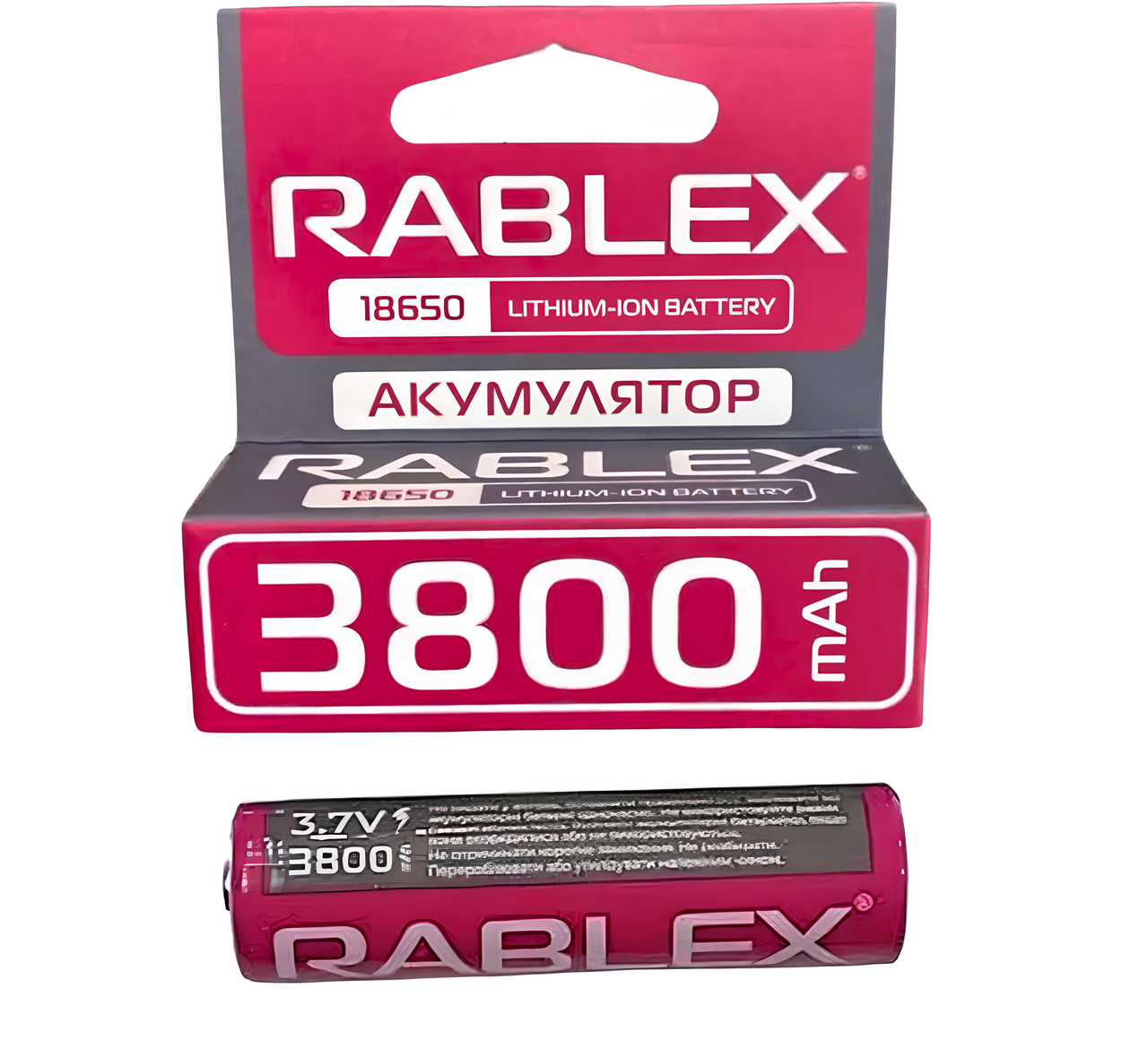 Акумулятор RABLEX 18650 Li-Ion 3.7 V 3800 mAh Pink