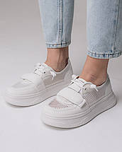 Кеди літні із сіткою Prima d'Arte 6176 36 білі шкіра, фото 3