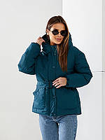 Куртка с поясом, арт. 332, аква, Курточка женская демисезонная