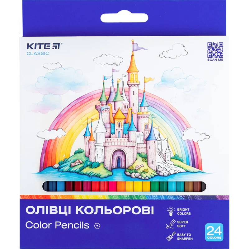 Олівці кольорові 24кольори Kite Classic K-055