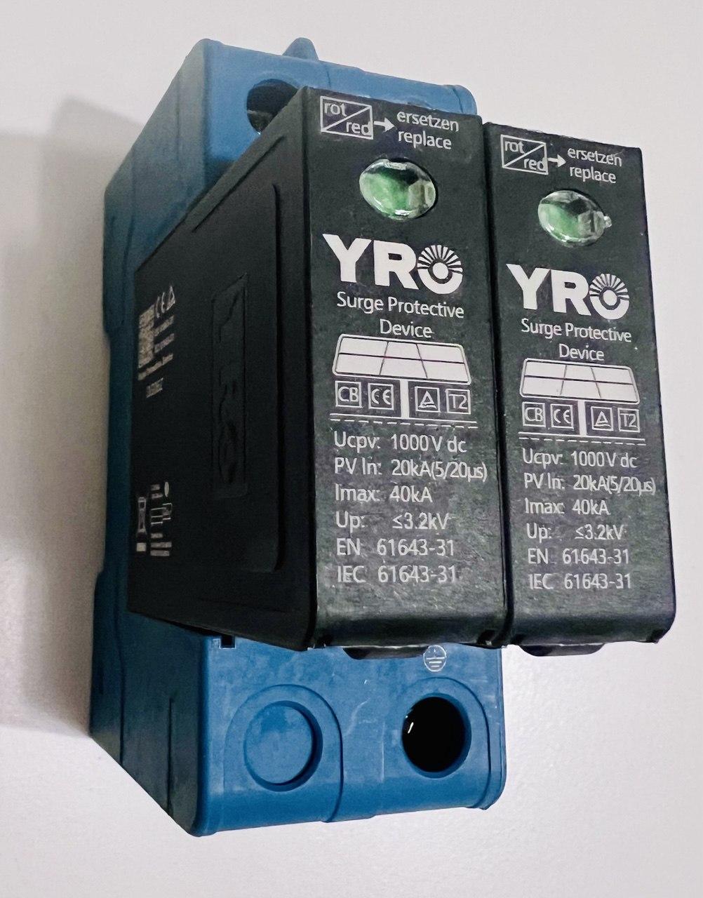 Обмежувач перенапруги YRO YRSP-D2 1000VDC/2P, фото 1