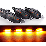 Світлодіодні габаритні вогні в решітку радіатору авто 12v - жовтий колір світла (комплект 4-шт + проводка), фото 2