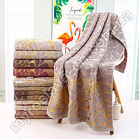 Рушник для обличчя махровий з золотистою вишивкою