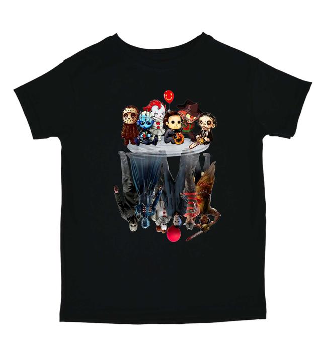 футболка герои ужасов, футболка с персонажами хоррор, чёрная футболка с принтом, футболка Пеннивайз, футболка Фредди Крюгер, футболка Джейсон Вурхиз, футболка Майкл Майерс, одежда для фанатов ужасов, футболка с фильмами ужасов, стильная футболка хоррор, футболка с чиби персонажами, футболка с пугающим принтом, футболка Leatherface, футболка Pinhead, оригинальная футболка с принтом, футболка для фанатов кино ужасов, хоррор одежда, тематическая футболка фильмы ужасов, подарочная футболка хоррор, футболка для любителей страшных фильмов