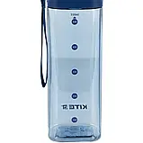 Пляшка для води квадратна 550мл блакитна Kite K24-1209-1, фото 2