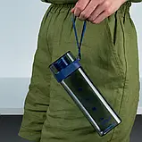 Пляшка для води квадратна 550мл блакитна Kite K24-1209-1, фото 5