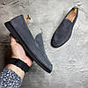 Чоловічі замшеві лофери сірі (натуральна замша), туфлі із замші сірого кольору для чоловіків весна осінь, розмір 40 41 42 43 44 45, фото 6