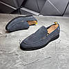 Чоловічі замшеві лофери сірі (натуральна замша), туфлі із замші сірого кольору для чоловіків весна осінь, розмір 40 41 42 43 44 45, фото 2