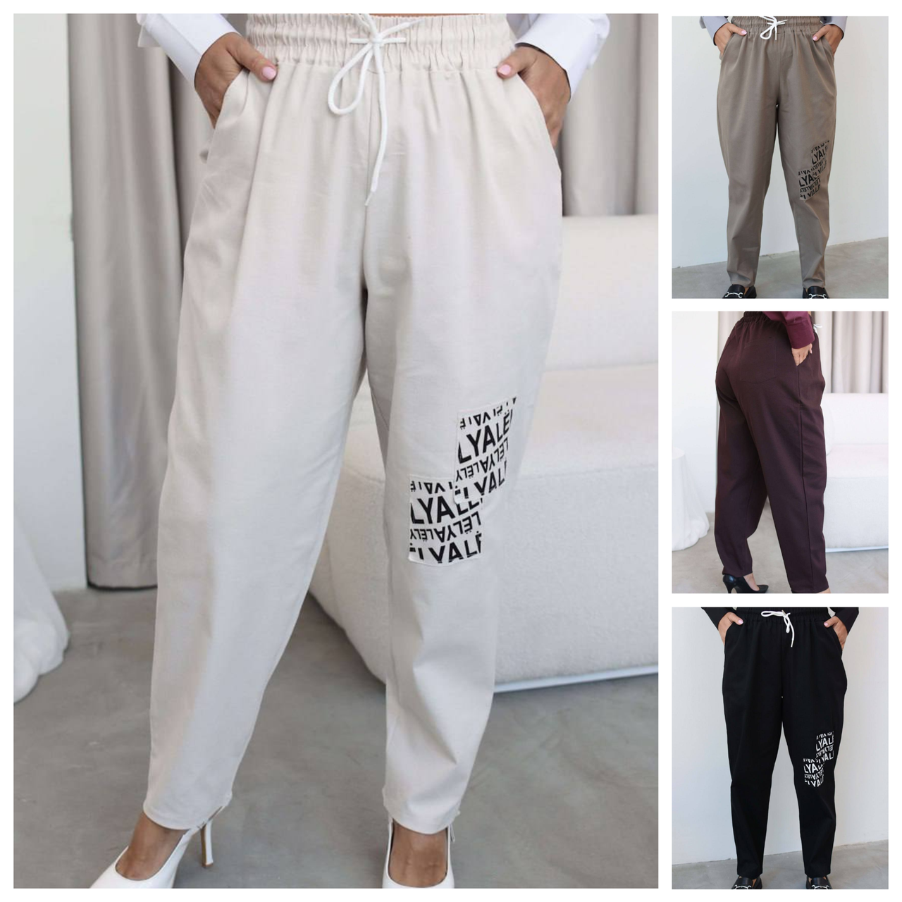 Р-ри 48-58 Жіночі джинси Baggy з поясом на резинці
