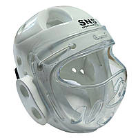 Шолом для тхеквондо білий з маскою розмір М  52-54 см  ZTT-001-Б-М