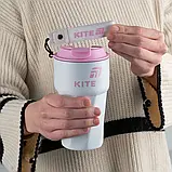 Термокружка  450 мл, біло-рожева Kite K25-1220-3, фото 5