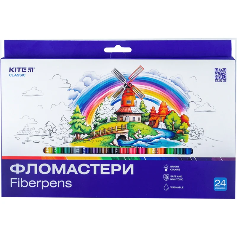 Фломастери 24кольорів Kite Classic K-456