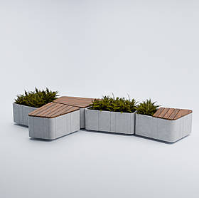 Бетонна лавка / квітник "RS Сегмент" для квітів та дерев, для вулиці, саду, дачі та тераси