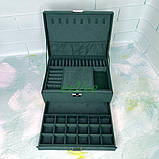 Шкатулка для прикрас триярусна оксамитова 24х17.5х12см Зелений (60705), фото 3