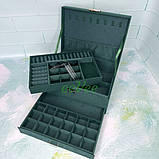 Шкатулка для прикрас триярусна оксамитова 24х17.5х12см Зелений (60705), фото 4