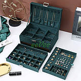 Шкатулка для прикрас триярусна оксамитова 24х17.5х12см Зелений (60705), фото 6