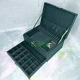 Шкатулка для прикрас триярусна оксамитова 24х17.5х12см Зелений (60705), фото 7