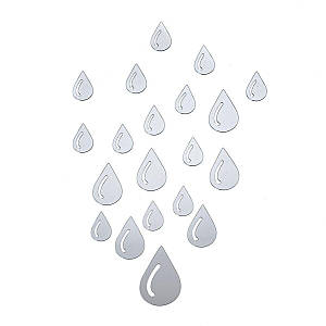 Дзеркальний декор акриловий самоклеючий Краплі срібло,20шт (D) SW-00002492