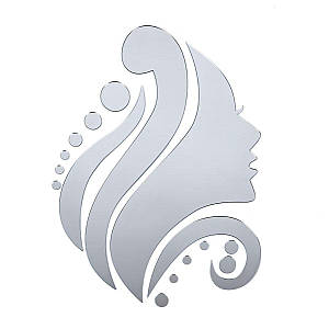 Дзеркальний декор акриловий самоклеючий Обличчя срібло,16шт (D) SW-00002504