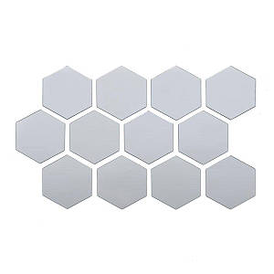 Дзеркальний декор акриловий самоклеючий 80*70мм срібло, 12шт (D) SW-00002511