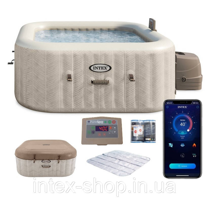 Надувна джакузі - СПА Intex 28446 (211х71 см) (4-х місний: 1 741 л/ч, тент, підстилка)