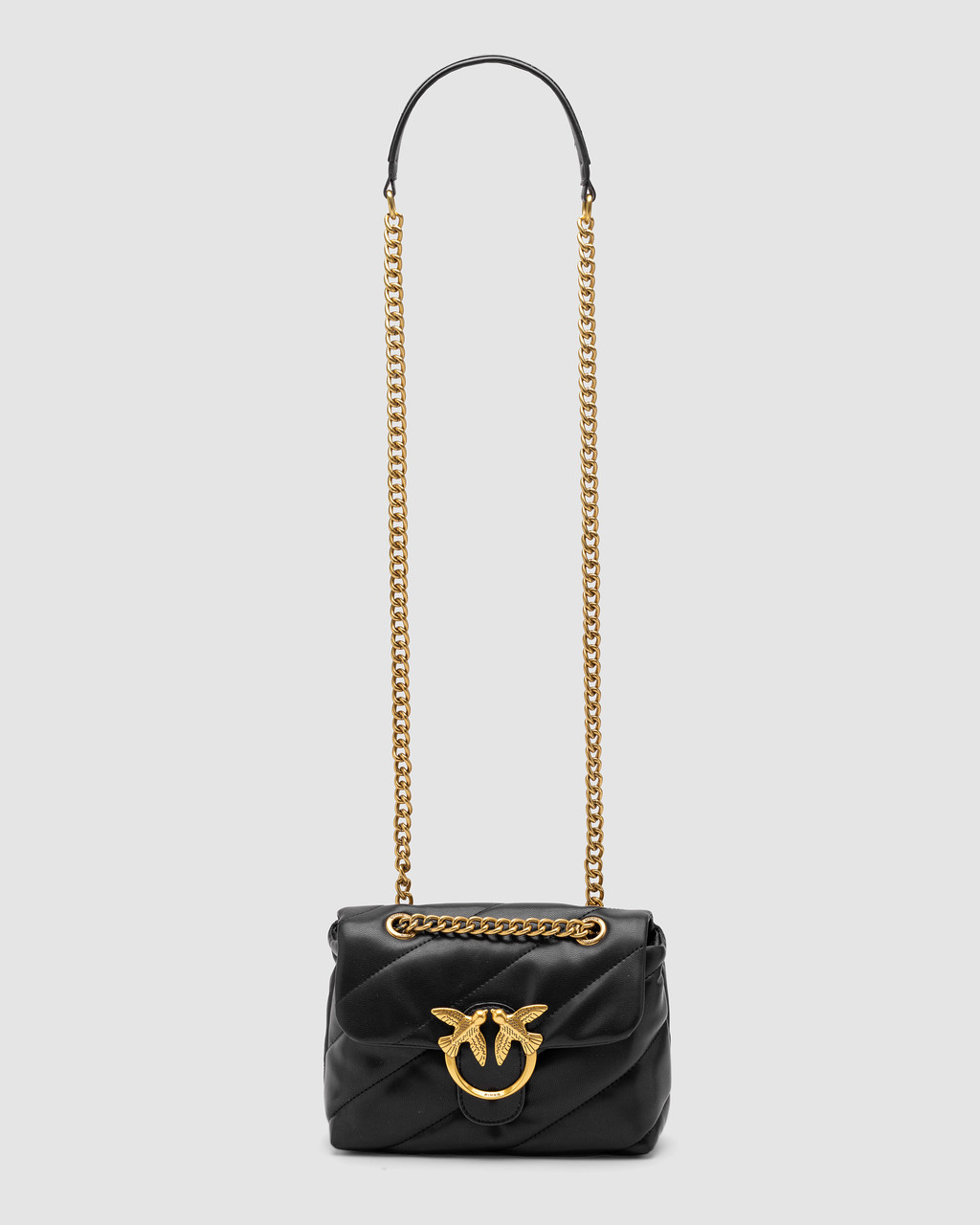 💎 Pinko Baby Love Bag Puff Maxi Quilt Black/Gold 22 х 15 х 8 см, фото 1