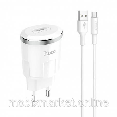 МЗП HOCO C37A Thunder Power Charger 2.4A 1USB + кабель Micro white, фото 1