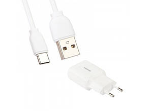 МЗП Remax RP-U22a 2.4A 2USB + кабель Type-C white
