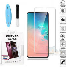 Скло Samsung G970 Galaxy S10e (0.25 мм, 3D, прозоре) в комплекті з UV клеєм і лампою