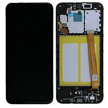 Дисплей Samsung SM-A202F Galaxy A20e (2019) в зборі з сенсором та рамкою black service orig