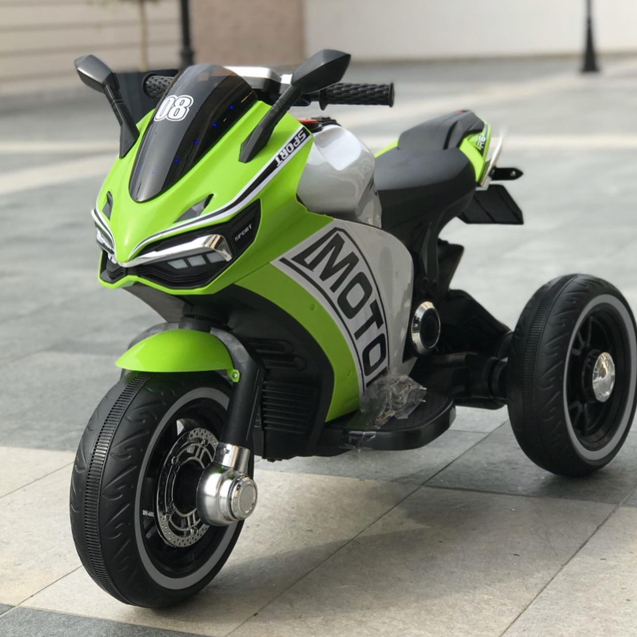 Дитячий електромотоцикл трицикл Bambi Motor (зелений колір), фото 1