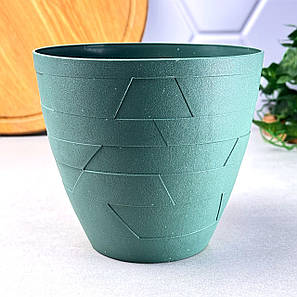 Кашпо для квітів 6 л з дренажною вставкою Бетон Зелений Алеана, фото 2