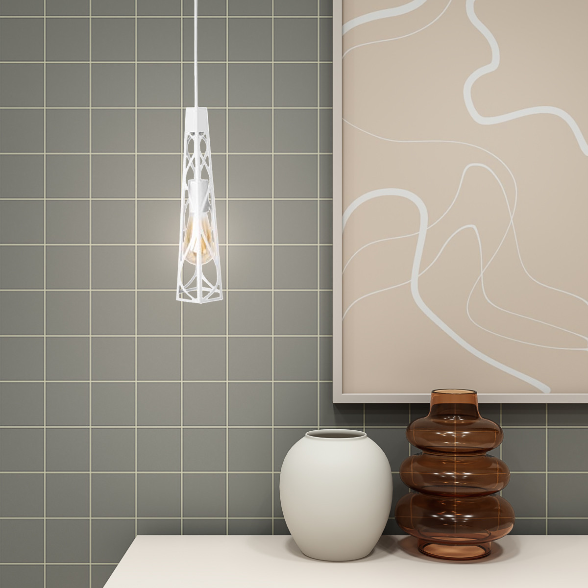 Світильник підвісний MSK Electric Parma в стилі лофт під лампу Е27 NL 3890 WH білий, фото 1