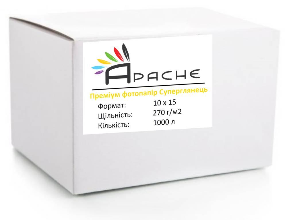 Фотопапір Apache 270 г/м2 RC Суперглянець 10x15 см Білий 1000 шт., фото 1