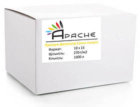 Фотопапір Apache 270 г/м2 RC Сатин-напівглянець 10x15 см Білий 1000 шт.