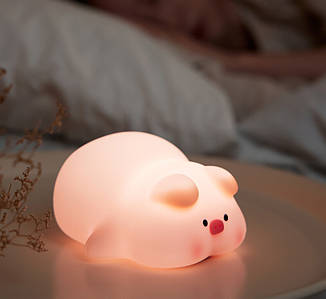 Нічник силіконовий Рожеве Порося XO OZ09 Little Pink Pig 1200mAh Портативний акумуляторний дитячий нічник